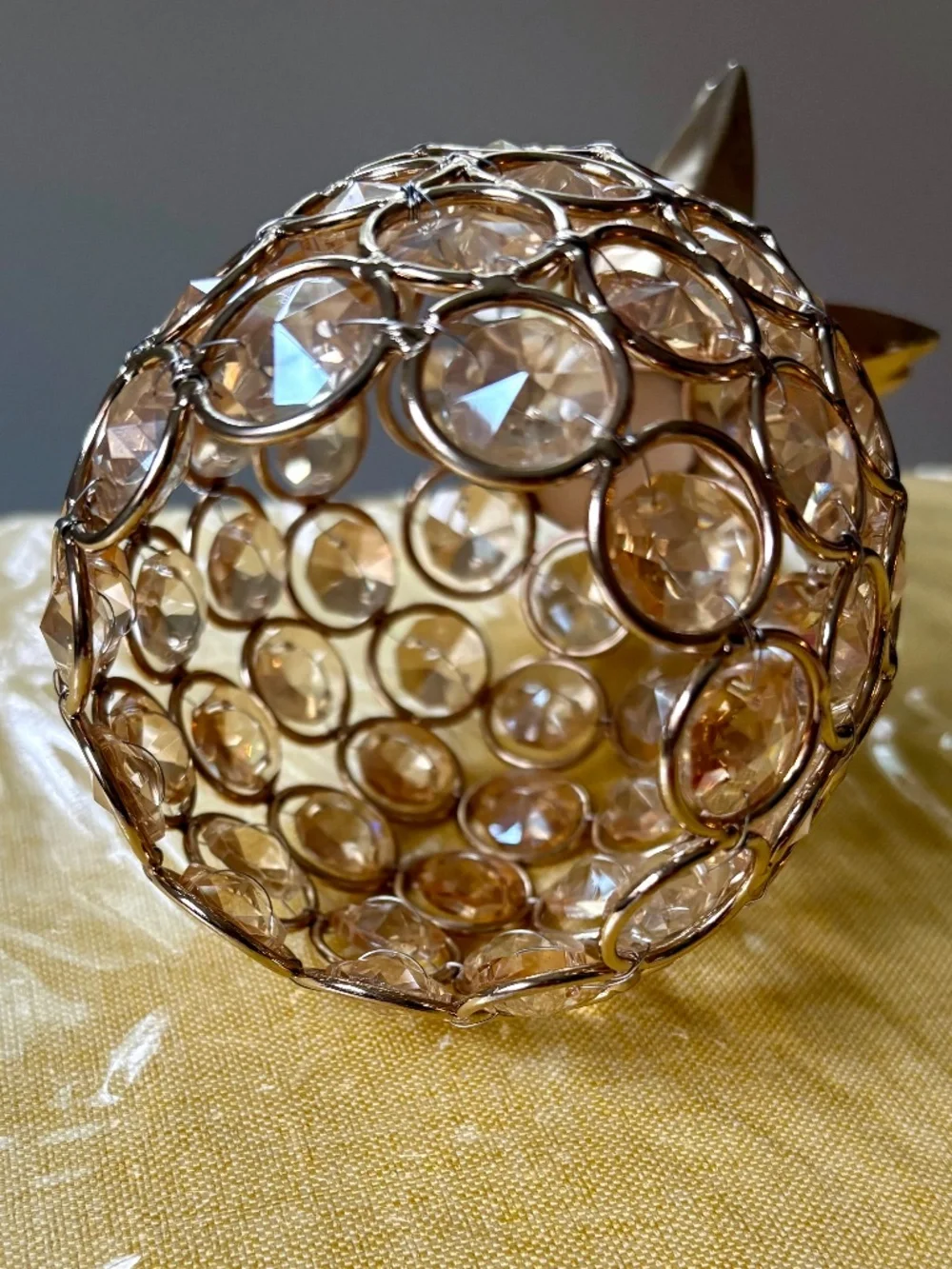 Pier 1 Gold Crystal and Metal Pineapple